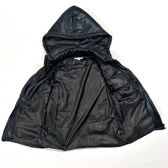 Bukercore Sheen Winter Puffer Vest Hoodie Gianni Bini Black Women’s Small‎ - Picture 3 of 7